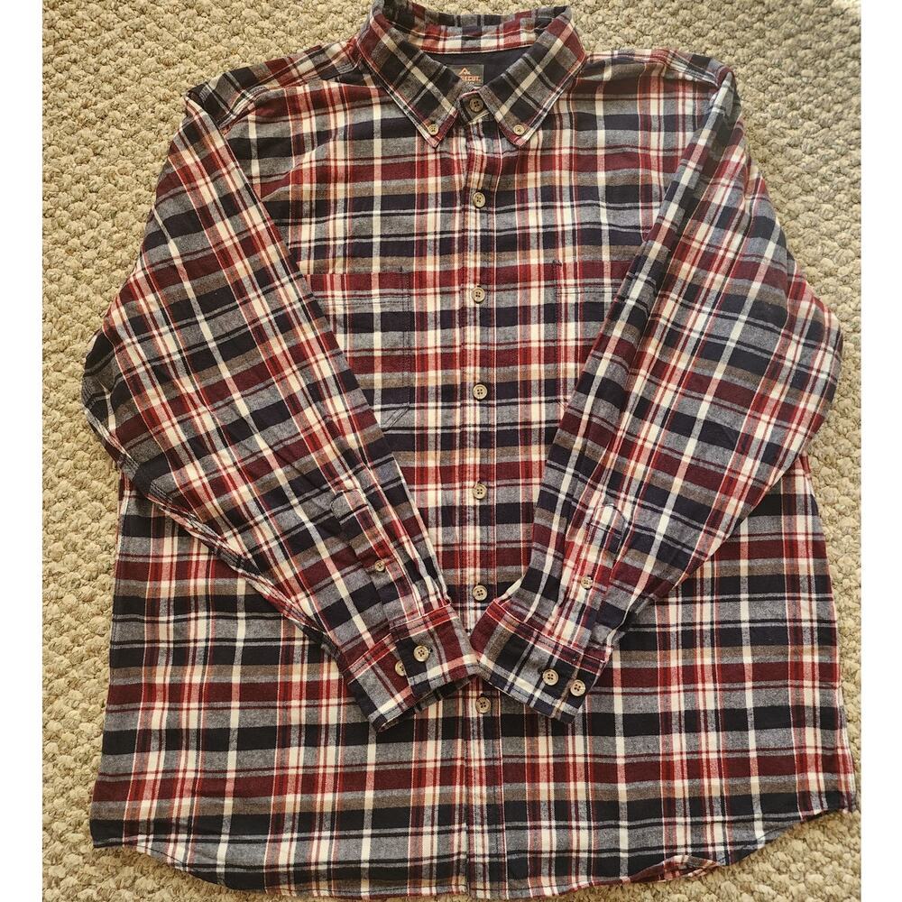 Ridgecut Toughwear Mens 2XLT Long Sleeve Plaid Flannel Button Shirt Workwear